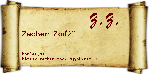 Zacher Zoé névjegykártya